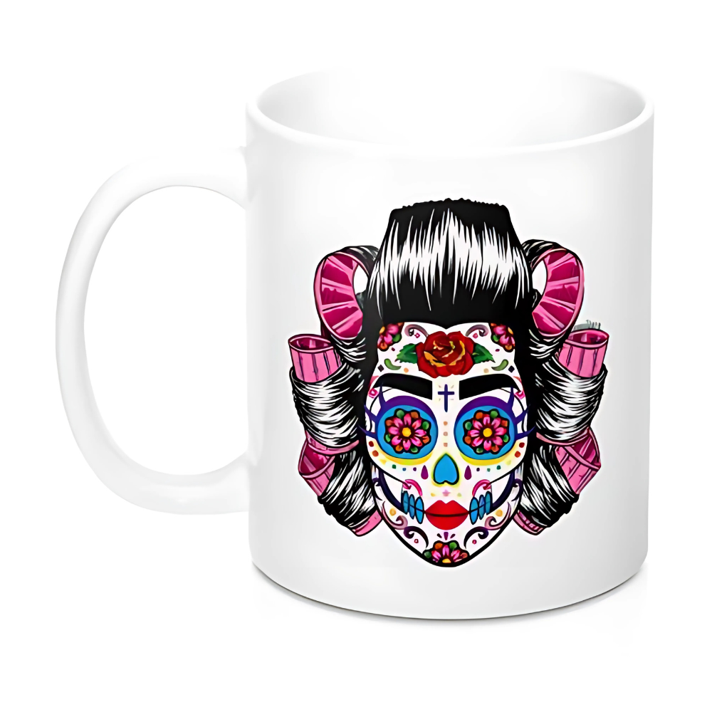 Scouse Bird Sugar Skull Mug – bold ceramic mug featuring a unique sugar skull design with a Scouse twist, perfect for tea and coffee lovers.