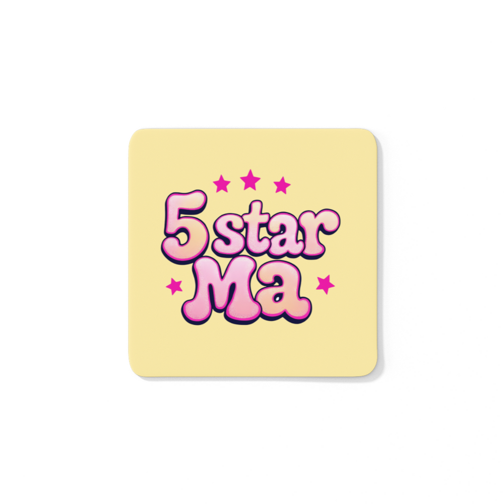 A ‘5 Star Ma’ coaster featuring a funny review-style design – the perfect Scouse gift for mums.