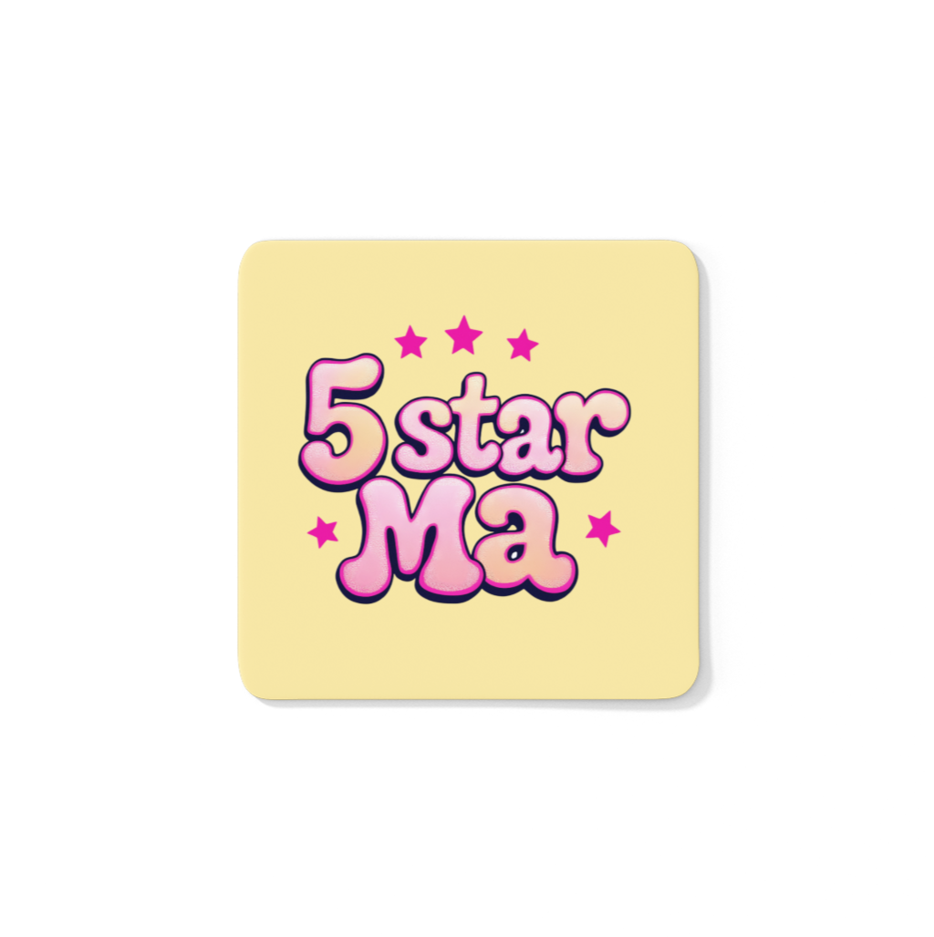 A ‘5 Star Ma’ coaster featuring a funny review-style design – the perfect Scouse gift for mums.