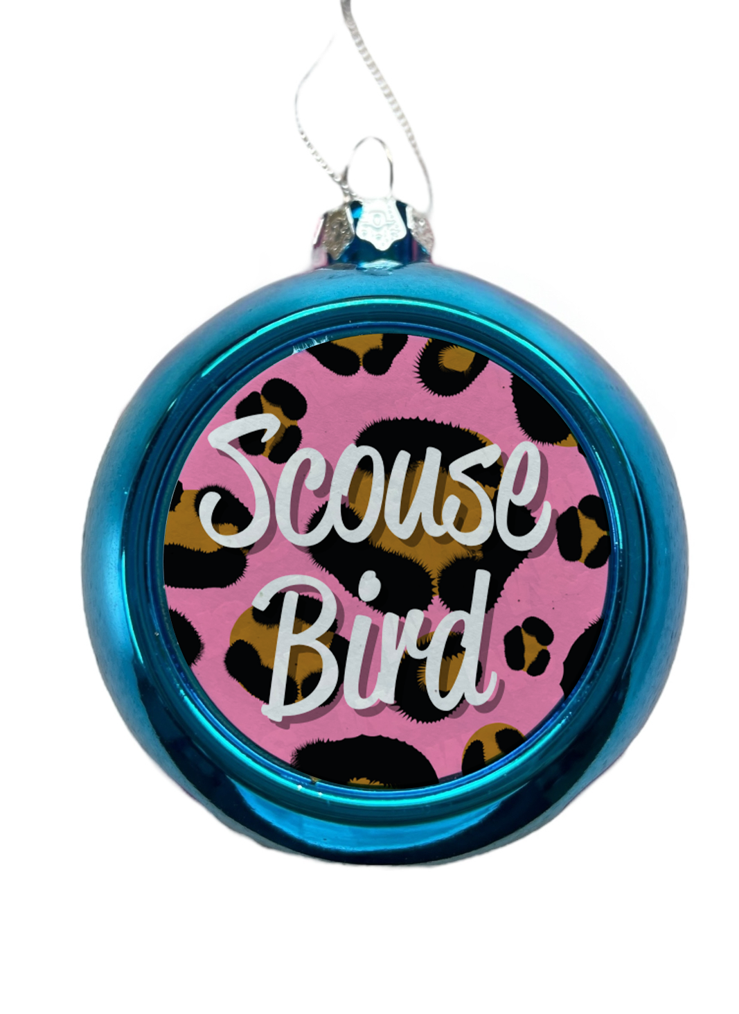 Scouse Bird Leopard Print Christmas Tree Bauble