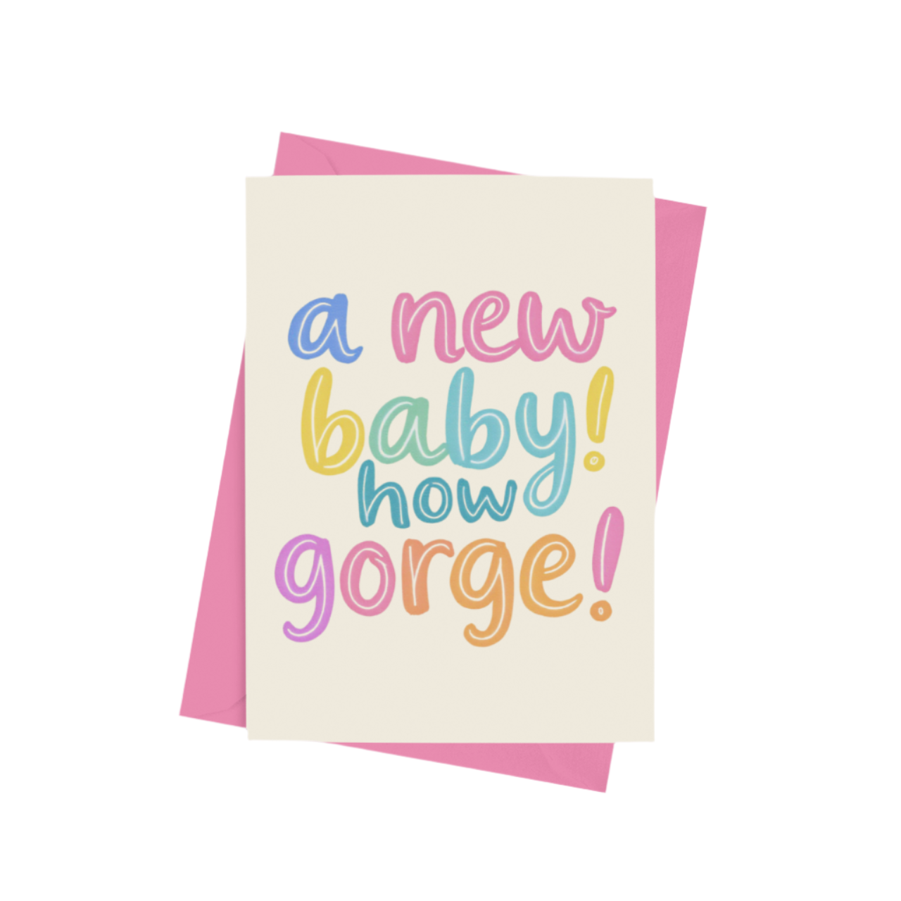 A New Baby! How Gorge! Baby Card – A5 greeting card with a sweet and celebratory design, envelope included.