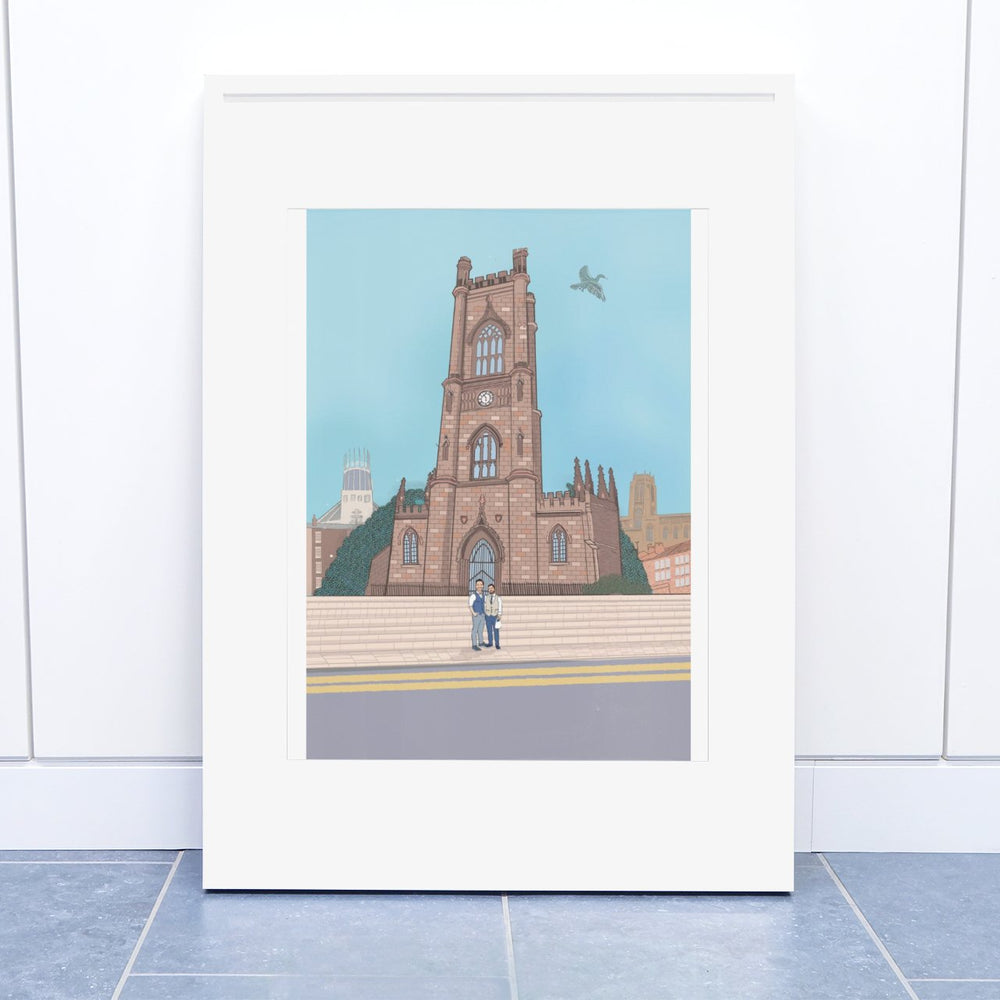 Bombed Out Church Print A4 Mounted - Print - The Scouse Bird Shop