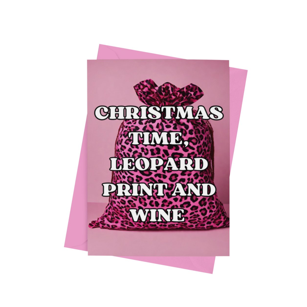 Christmas Time Leopard Print & Wine Card - Cards - The Scouse Bird Shop