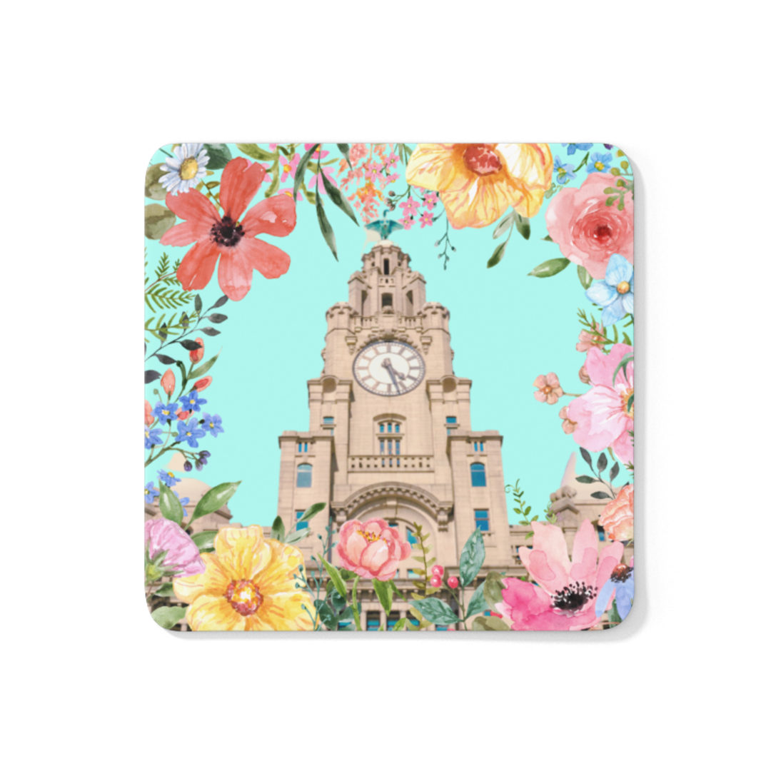 Retro Floral Liver Building Coaster