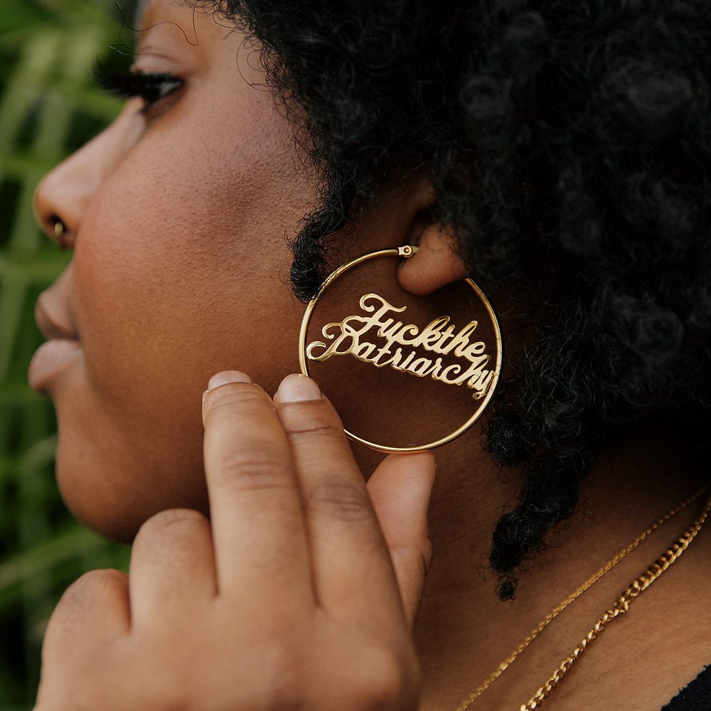 
                  
                    Fuck The Patriarchy - Hoop Earrings - Earrings - The Scouse Bird Shop
                  
                