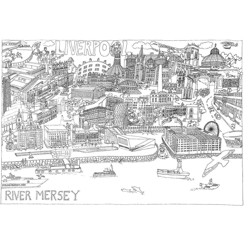 Giant Scouse Colouring Map of Liverpool - Colouring Book - The Scouse Bird Shop