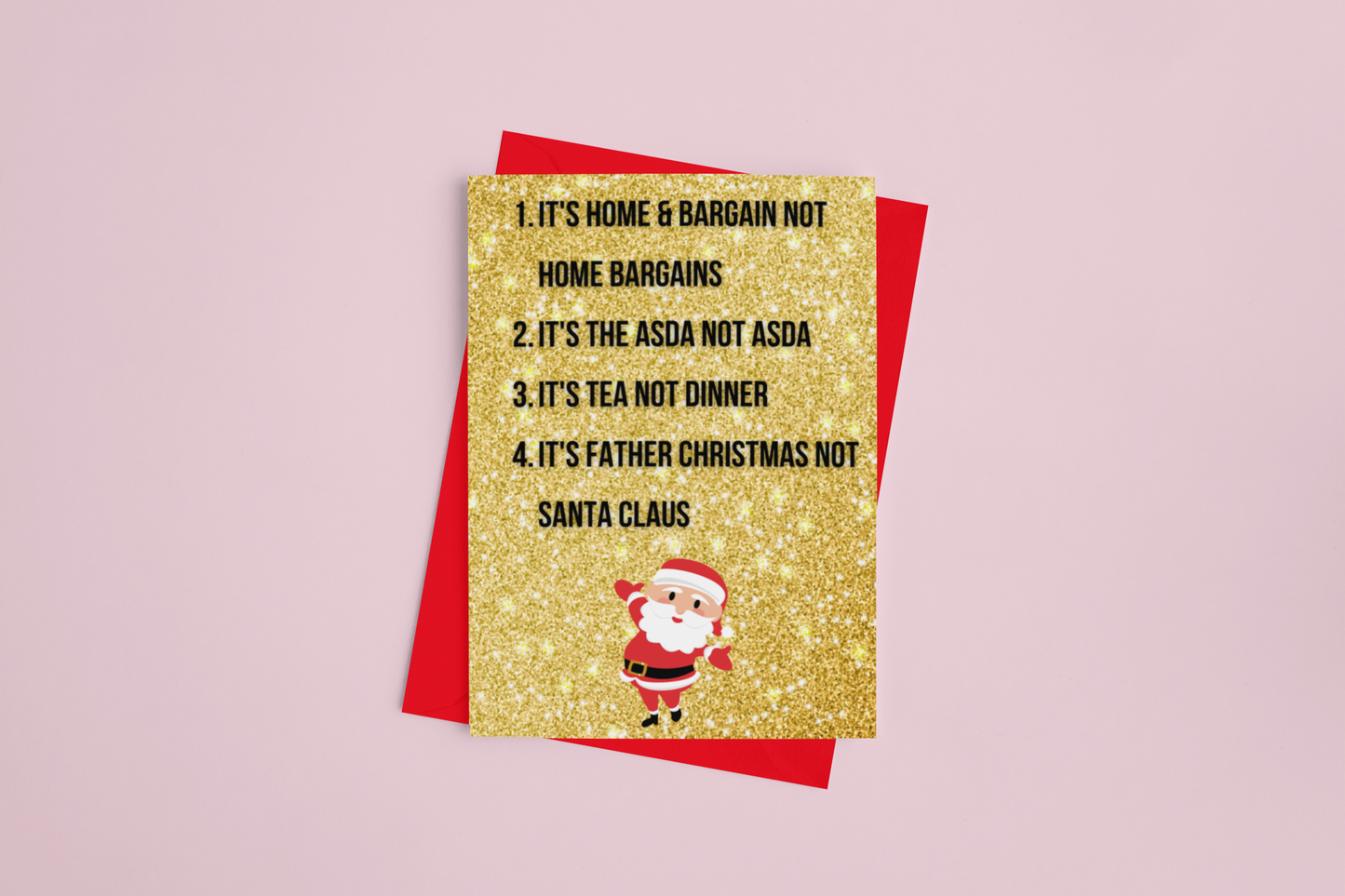 a5 christmas card saying it's Father Christmas not Santa Claus