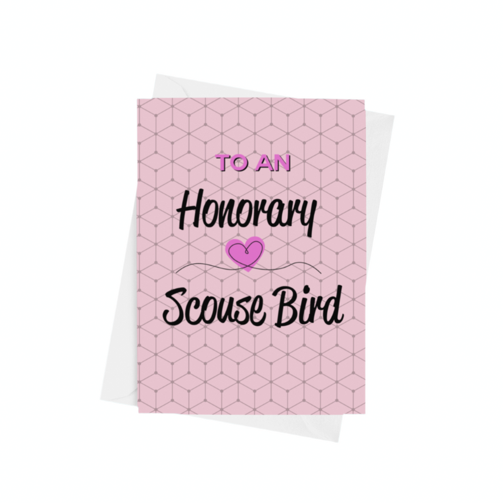 An ‘Honorary Scouse Bird’ A5 greeting card with a semi-gloss finish and envelope included.