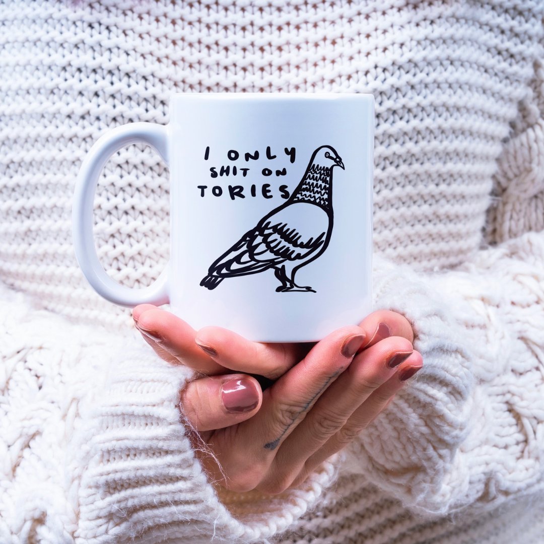 I Only Shit On Tories Pigeon Mug - Mug - The Scouse Bird Shop