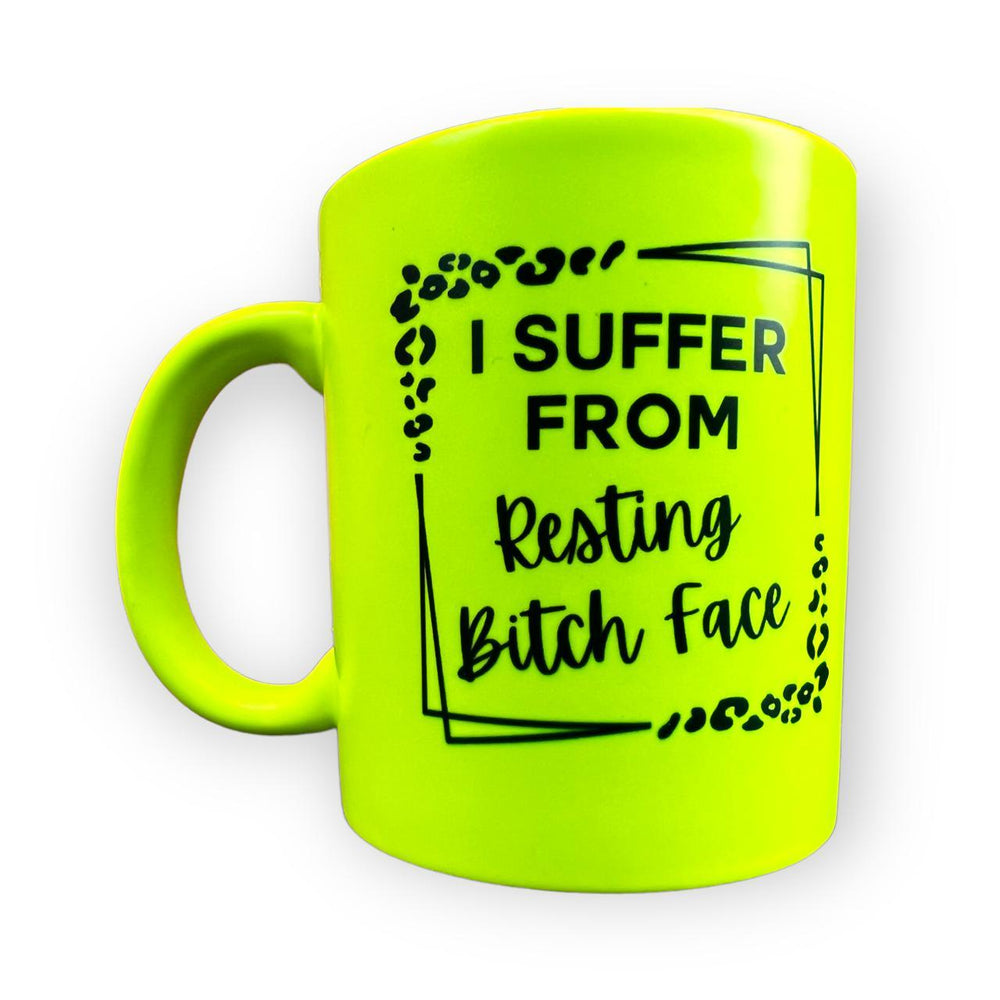 
                  
                    Resting Bitch Face Leopard Print Mug – bold, sassy ceramic mug with a neon leopard print design.
                  
                