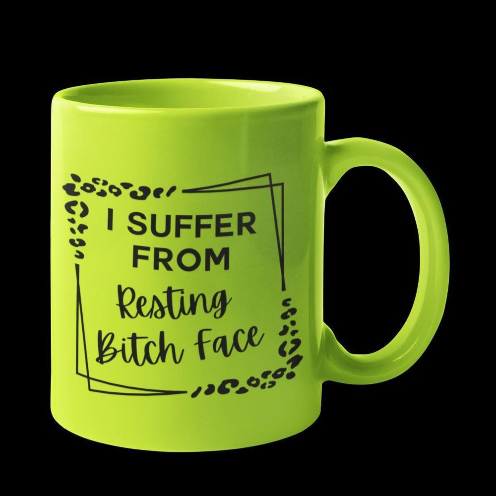 
                  
                    Resting Bitch Face Leopard Print Mug – bold, sassy ceramic mug with a neon leopard print design.
                  
                