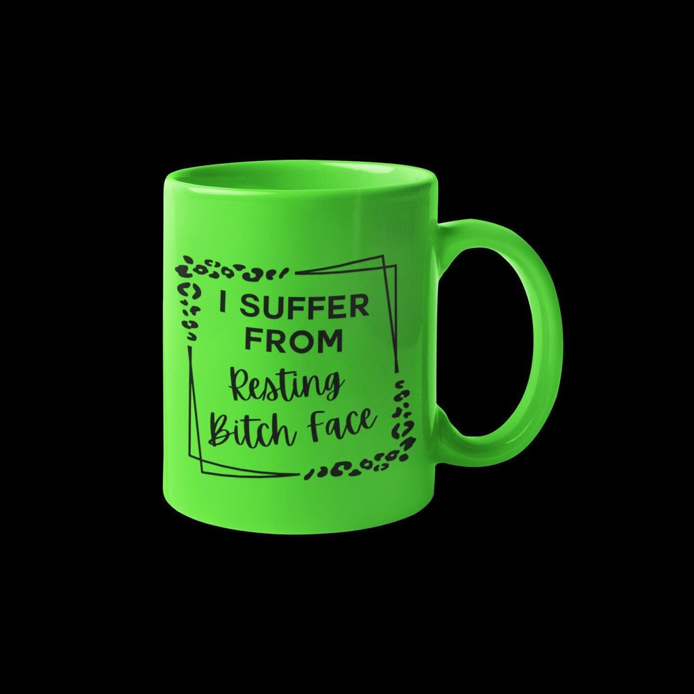 
                  
                    Resting Bitch Face Leopard Print Mug – bold, sassy ceramic mug with a neon leopard print design.
                  
                