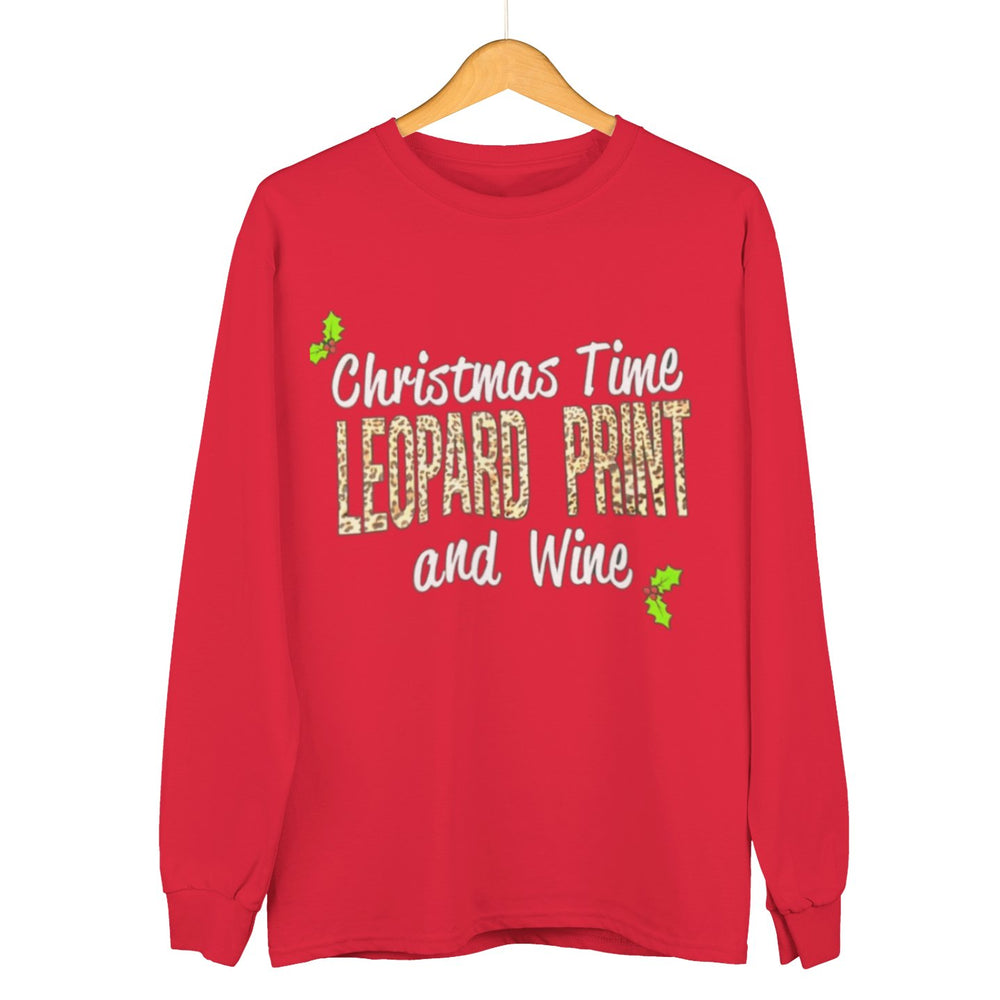 Leopard Print & Wine - Unisex Christmas Jumper - Jumper - The Scouse Bird Shop