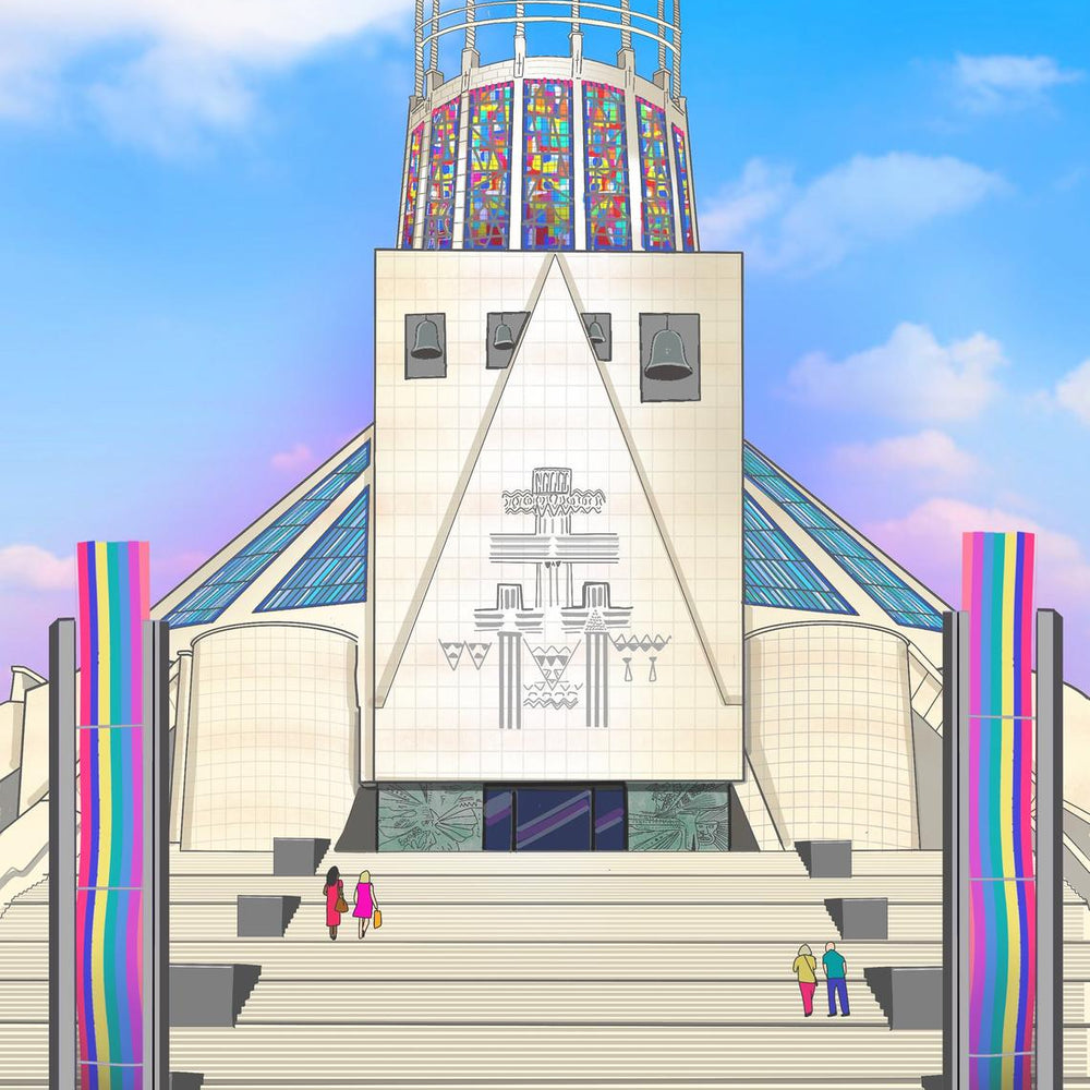 Metropolitan Cathedral Print A4 Mounted - Print - The Scouse Bird Shop