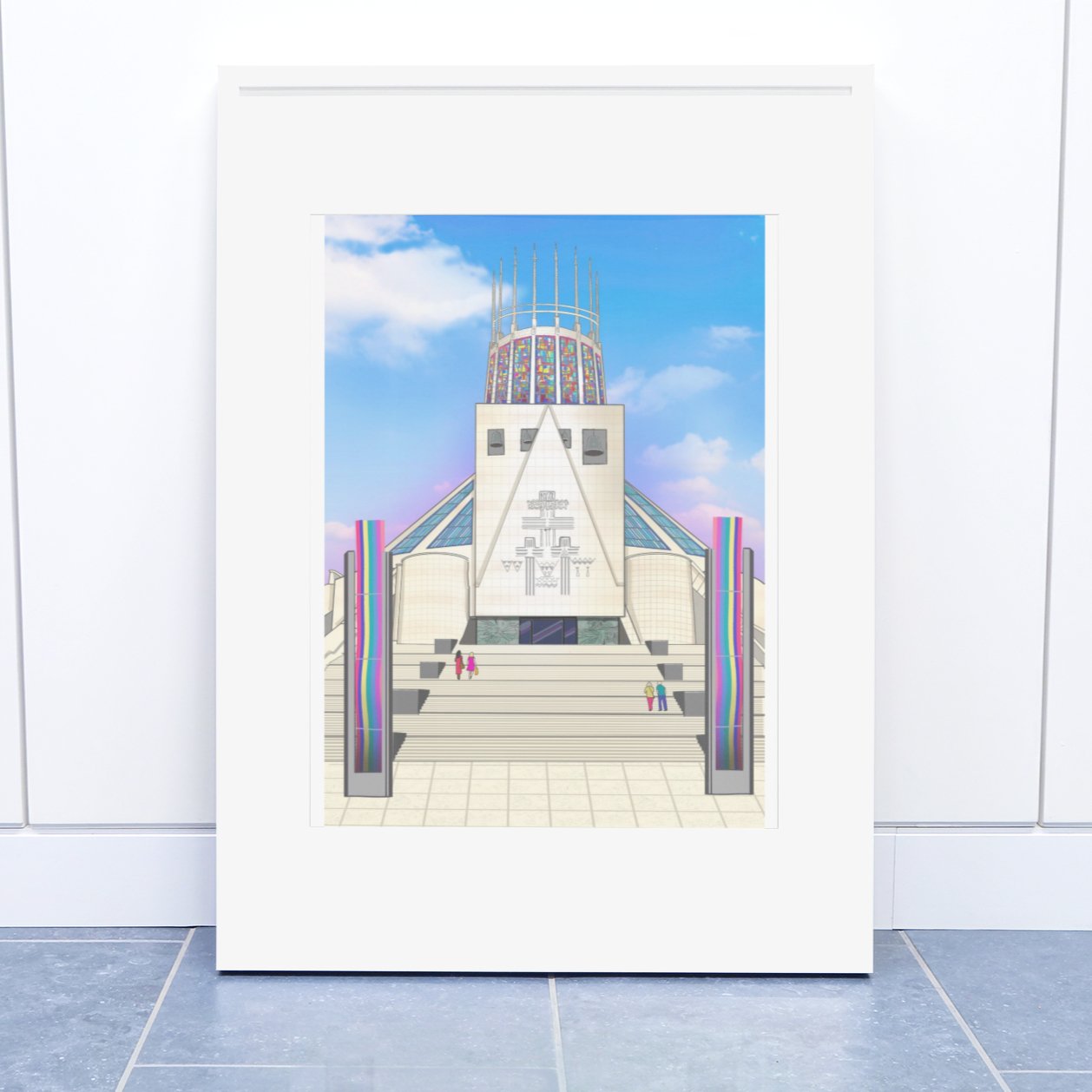 Metropolitan Cathedral Print A4 Mounted - Print - The Scouse Bird Shop