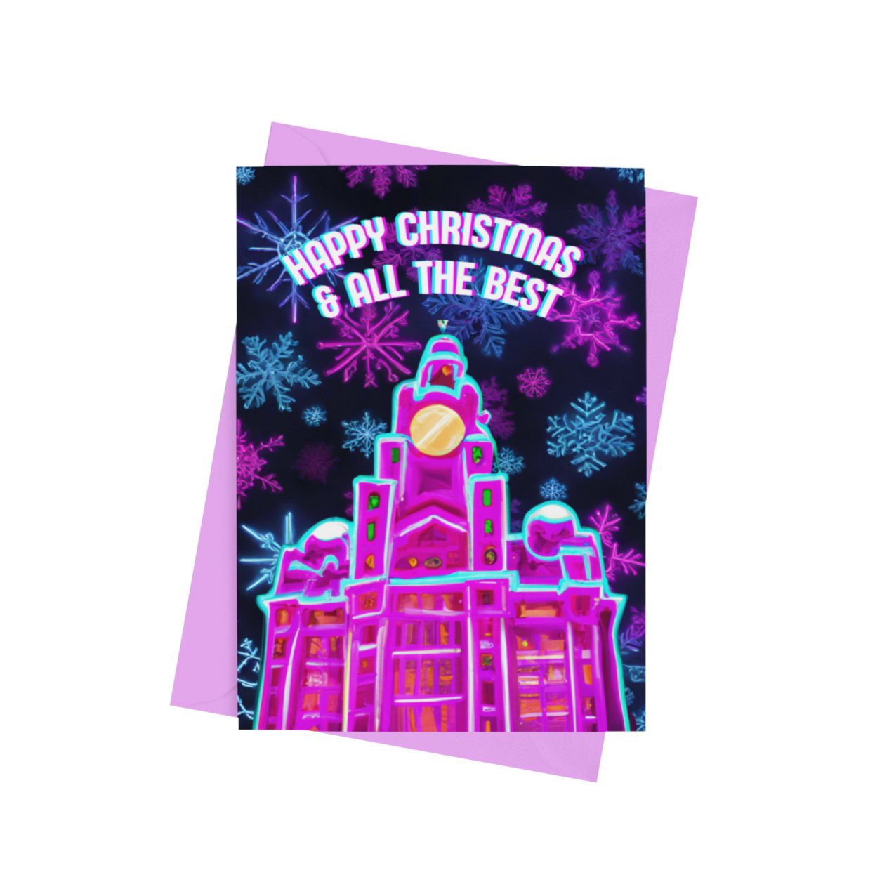 Neon Liver Building Christmas Card - Cards - The Scouse Bird Shop