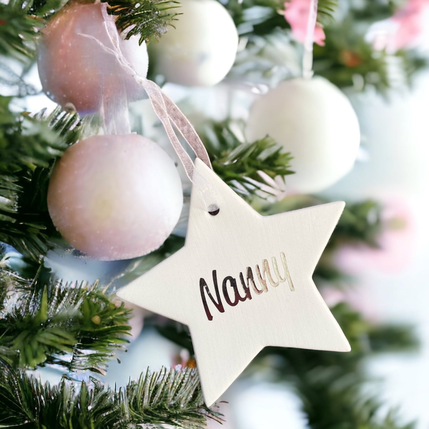 Personalised Star Hanging Decoration - Christmas Decoration - The Scouse Bird Shop