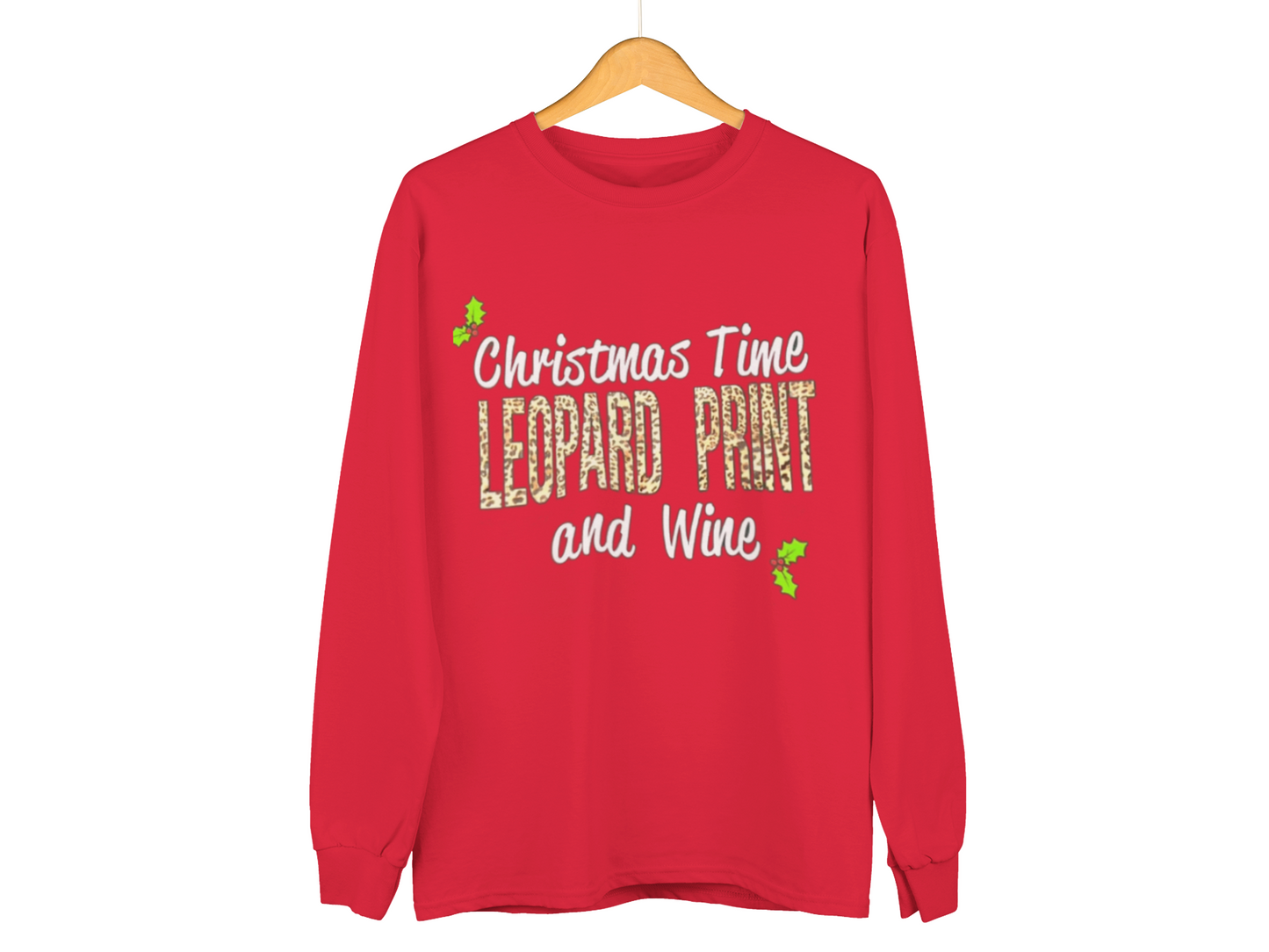 Leopard Print & Wine - Unisex Christmas Jumper