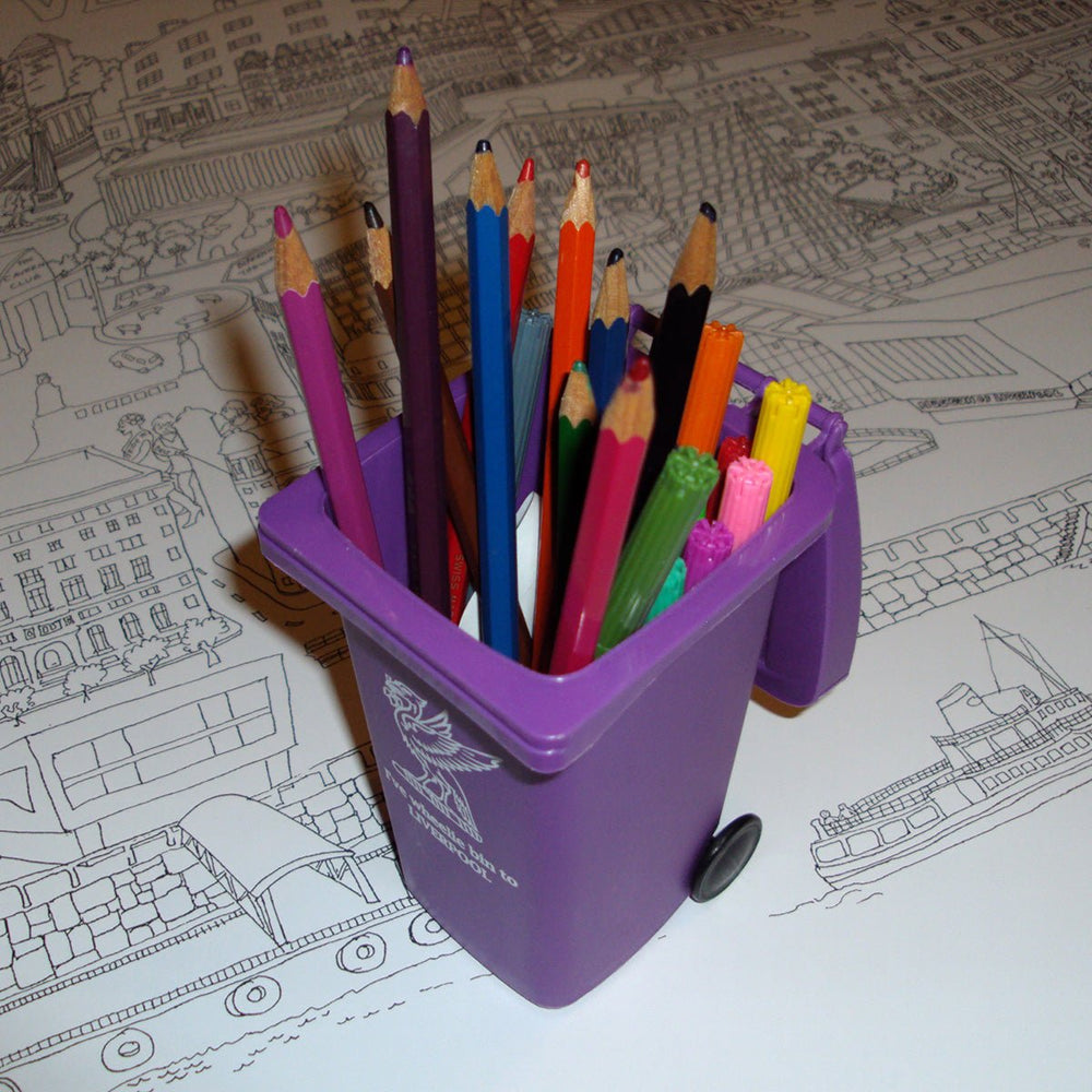 Purple Wheelie Bin desk tidy - Desk TIdy - The Scouse Bird Shop