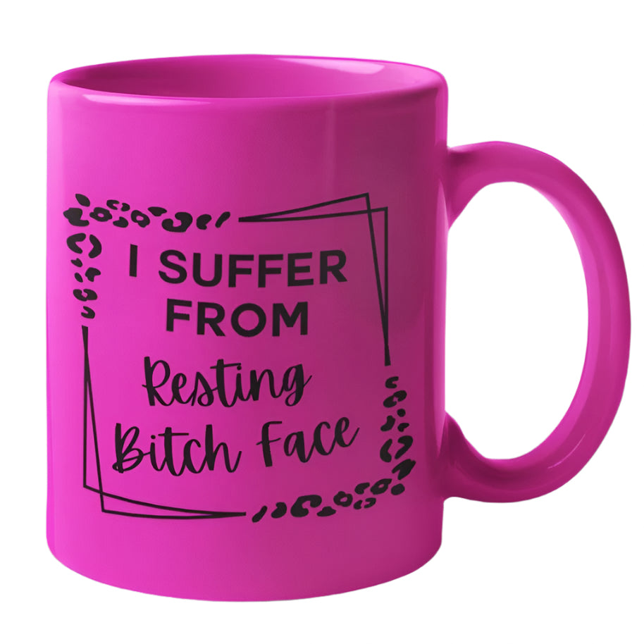 
                  
                    Resting Bitch Face Leopard Print Mug – bold, sassy ceramic mug with a neon leopard print design.
                  
                