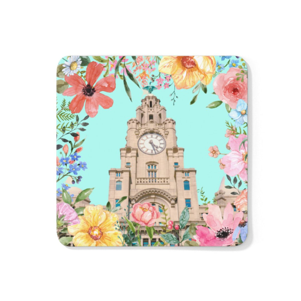 Retro Floral Liver Building Coaster - Coaster - The Scouse Bird Shop