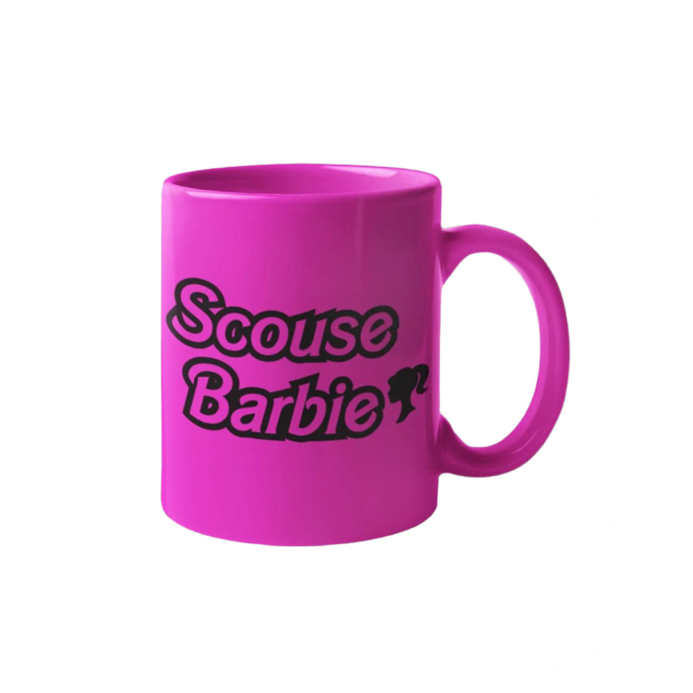 Scouse Barbie Mug – bold pink ceramic mug celebrating Scouse glamour and attitude.