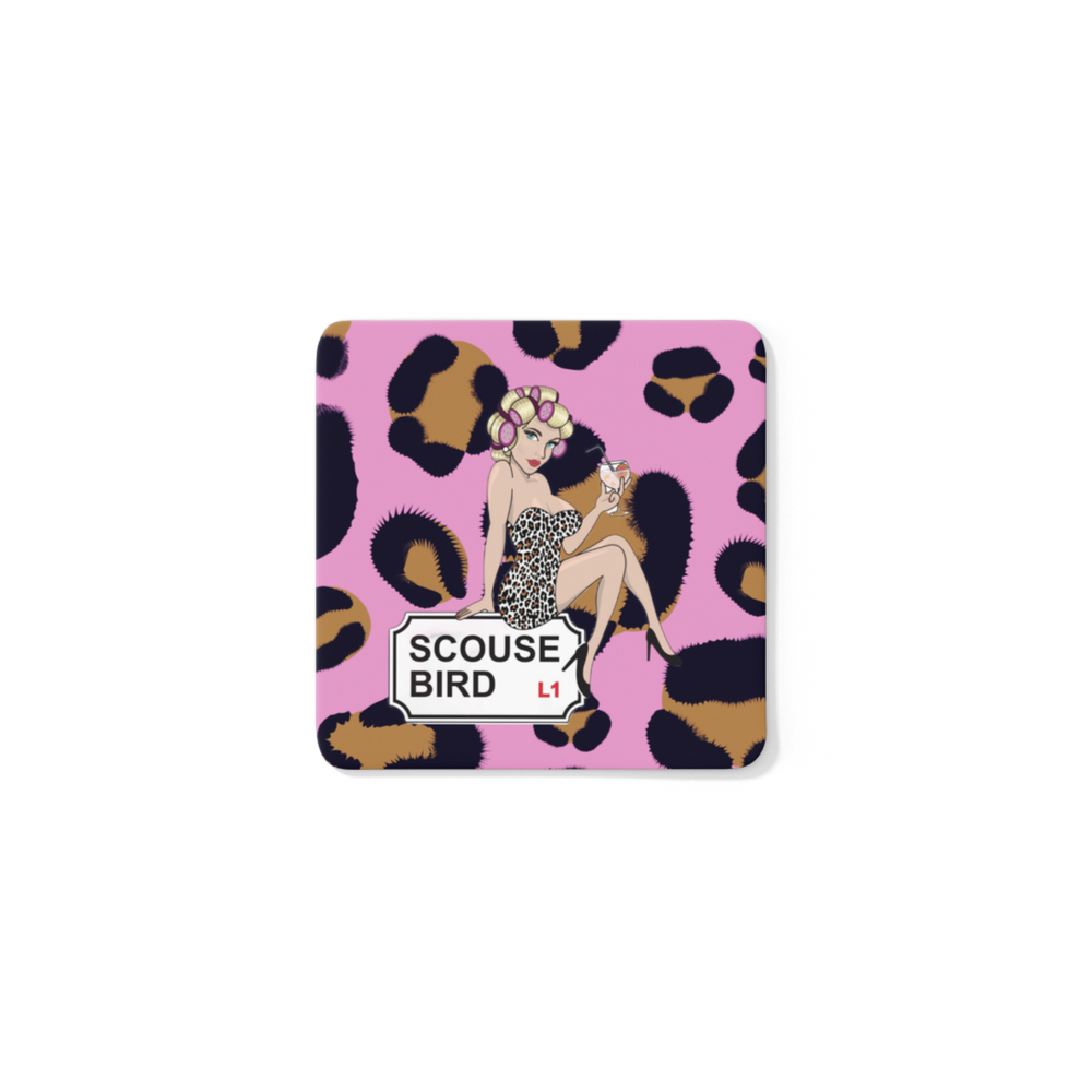 Scouse Bird Leopard Logo Fridge Magnet – bold and stylish magnet featuring a leopard print Scouse Bird design.